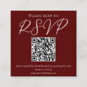 Elegante Burgundy Script Minimalistisch QR Code We Begleitkarte (Vorderseite)