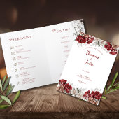 Elegante Burgundy & Silver Blume geklappt Programm