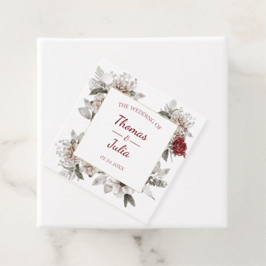 Elegante Burgundy & Silver Watercolor Gefälligkeit Geschenkanhänger (Beispiel)