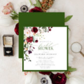 Elegante Burgundy Smaragdgrüne Wasserfarbe Einladung