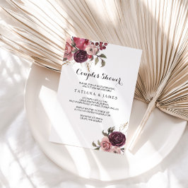 Elegante Burgundy Summer Floral Couples Dusche Einladung
