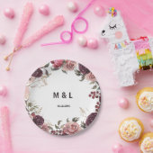 Elegante Burgundy Summer Floral Wedding Pappteller (Party)