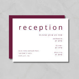 Elegante Burgundy Typografy Wedding Reception Begleitkarte