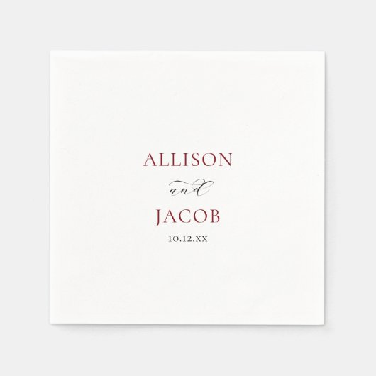 Elegante Burgundy und Black Wedding Serviette (Vorderseite)