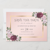 Elegante Burgundy- und Blush-Hochzeit speichern da Save The Date (Vorderseite)