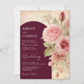 Elegante Burgundy und Blush Pink Wedding Einladung (Vorderseite)