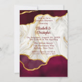 Elegante Burgundy und Gold Agate Couples Dusche Einladung (Vorderseite)