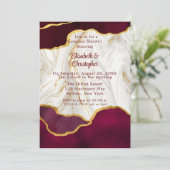 Elegante Burgundy und Gold Agate Couples Dusche Einladung (Stehend Vorderseite)