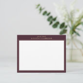 Elegante Burgundy und Gold Stationery Note Card Dankeskarte (Stehend Vorderseite)