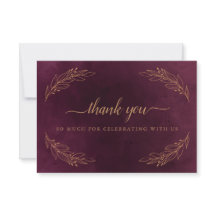 Elegante Burgundy und Gold Wedding Dankeschön Card