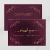 Elegante Burgundy und Gold Wedding Dankeschön Card Einladung (Vorne/Hinten)