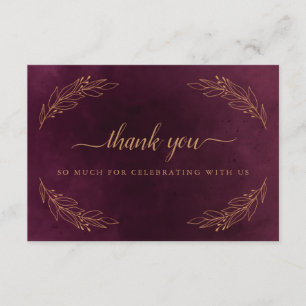 Elegante Burgundy und Gold Wedding Dankeschön Card Einladung