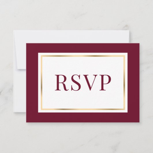 Elegante Burgundy und Gold Wedding Response Card RSVP Karte (Vorderseite)