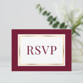 Elegante Burgundy und Gold Wedding Response Card RSVP Karte (Stehend Vorderseite)