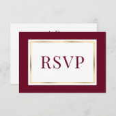 Elegante Burgundy und Gold Wedding Response Card RSVP Karte (Vorne/Hinten)