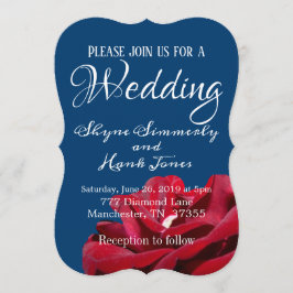 Elegante Burgundy und Navy Blue Winter Wedding Einladung