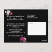 Elegante Burgundy- und Rosa-Blume ändern das Datum Postkarte (Rückseite)