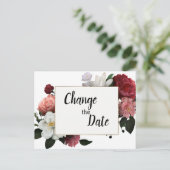 Elegante Burgundy- und Rosa-Blume ändern das Datum Postkarte (Stehend Vorderseite)