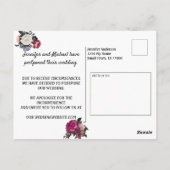 Elegante Burgundy- und Rosa-Blume ändern das Datum Postkarte (Rückseite)