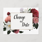 Elegante Burgundy- und Rosa-Blume ändern das Datum Postkarte (Vorderseite)