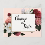 Elegante Burgundy- und Rosa-Blume ändern das Datum Postkarte (Vorderseite)