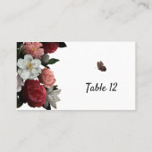 Elegante Burgundy- und Rosa-Blume-Escortkarte Platzkarte (Rückseite)