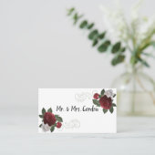 Elegante Burgundy- und Rosa-Blume-Escortkarte Platzkarte (Stehend Vorderseite)