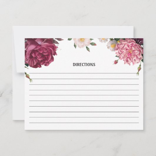 Elegante Burgundy und rosa Rezept Karte (Rückseite)