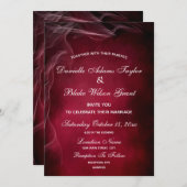 Elegante Burgundy und White Wispy Wedding Einladung (Vorne/Hinten)