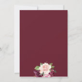 Elegante Burgundy Watercolor Floral Baby Shower Einladung (Rückseite)