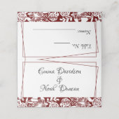 Elegante Burgundy Wedding Tischnummer Platzkarte (Außenseite Aufgefaltet)