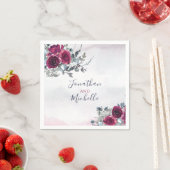 Elegante Burgundy White and Blue Rose Hochzeit Serviette (Beispiel)