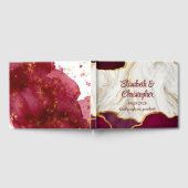 Elegante Burgundy White and Gold Agate Wedding Gästebuch (Voll)