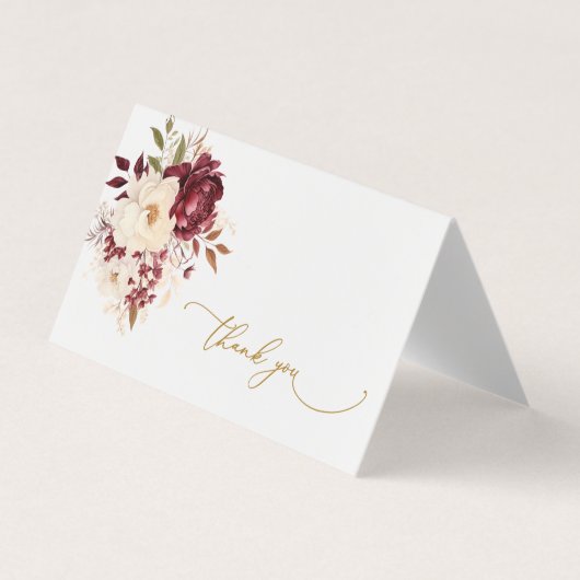 Elegante Burgundy White Blume Danke Karte (Vorderseite)