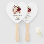 Elegante Burgundy White Blume Fächer (Vorne und Hinten)
