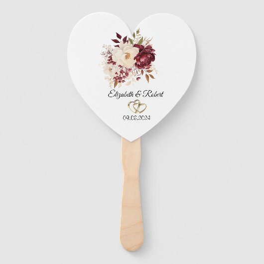 Elegante Burgundy White Blume Fächer (Vorderseite)