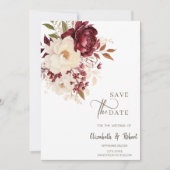 Elegante Burgundy White Blume Save the Date (Vorderseite)