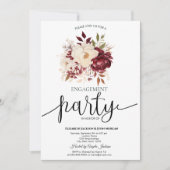 Elegante Burgundy White Blume Verlobung Einladung (Vorderseite)