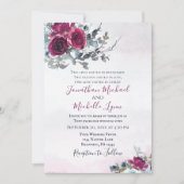 Elegante Burgundy White Roses Christlich Wedding Einladung (Vorderseite)