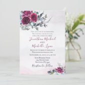 Elegante Burgundy White Roses Christlich Wedding Einladung (Stehend Vorderseite)