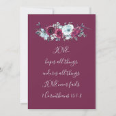 Elegante Burgundy White Roses Christlich Wedding Einladung (Rückseite)