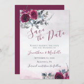 Elegante Burgundy White Roses Christlich Wedding Save The Date (Vorne/Hinten)