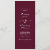 Elegante Burgundy White Script Herbst Winter Weddi Programm (Vorderseite)