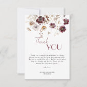 Elegante Burgundy Wildblumen Kinderdusche Dankeskarte (Vorderseite)