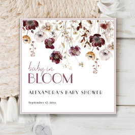 Elegante Burgundy Wildblumen Kinderdusche Serviette