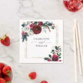 Elegante Burgundy Winter Rose Foliage Wedding Serviette (Beispiel)