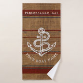 Elegante Burlap Anchor Nautical Boat Name Custom Badehandtuch (Badehandtuch)
