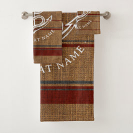 Elegante Burlap Anchor Nautical Boat Name Custom Badhandtuch Set