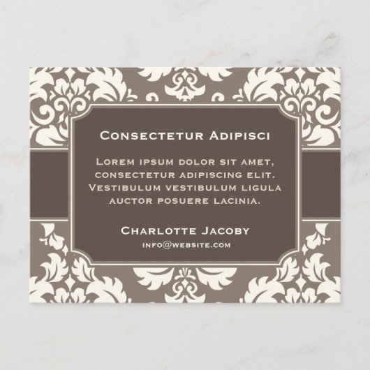 Elegante Business Advertising Damask Postkarte (Vorderseite)