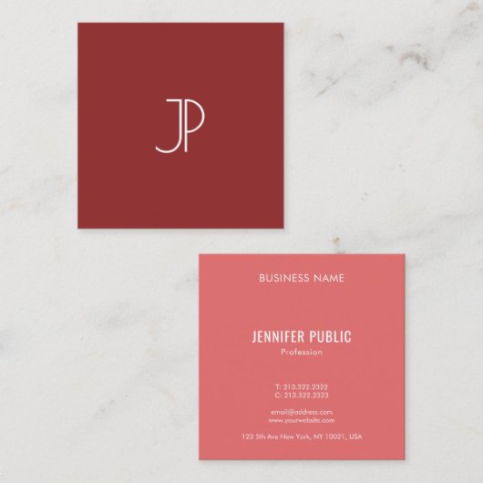 Elegante Business Cards Monogram Trend Colors Quadratische Visitenkarte (Vorne/Hinten)